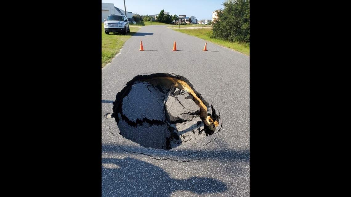 Huge sinkhole swallows part of Outer Banks road, North Carolina officials say