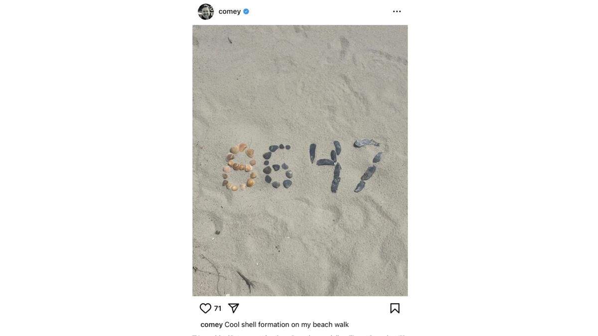 Justice Department officials announced Tuesday that former FBI Director James Comey has been indicted over a photo of seashells officials said threatened President Donald Trump.