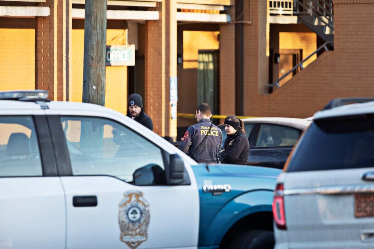 Four people were injured during a Monday night shooting at the Wake Inn on New Bern Ave. in Raleigh. Police were on the scene early Tuesday morning, Feb. 1, 2022.