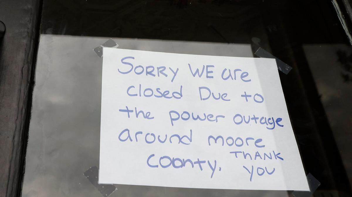 Moore County, NC: Resort and working-class communities all affected by power outage