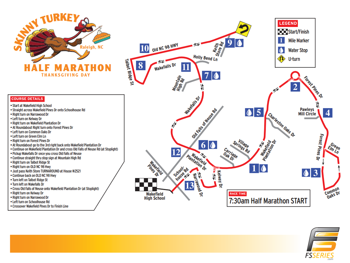 A screenshot of The Skinny Turkey’s 2024 race map from fsseries.com/event/skinny.