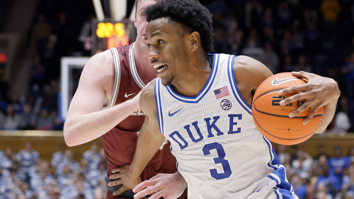 Duke’s Jeremy Roach drives past the defense during the second half of the Blue Devils’ game against Bellarmine at Cameron Indoor Stadium on Monday, Nov. 21, 2022, in Durham, N.C.