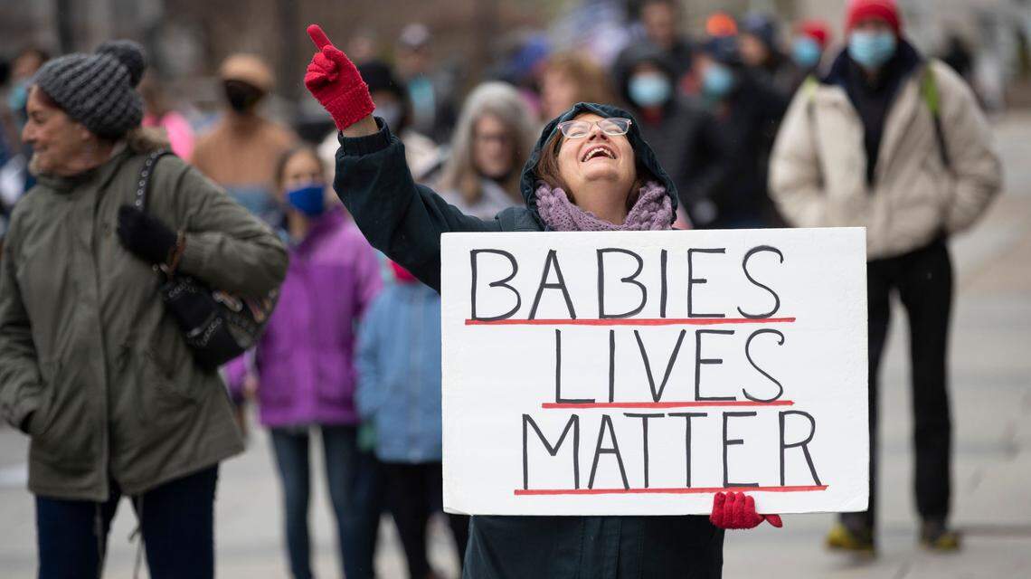 Linda Itterly of Kernersville, NC prays during the 2021 Rally & March for Life on the Bicentennial Mall on Saturday, January 16, 2021 in Raleigh NC.