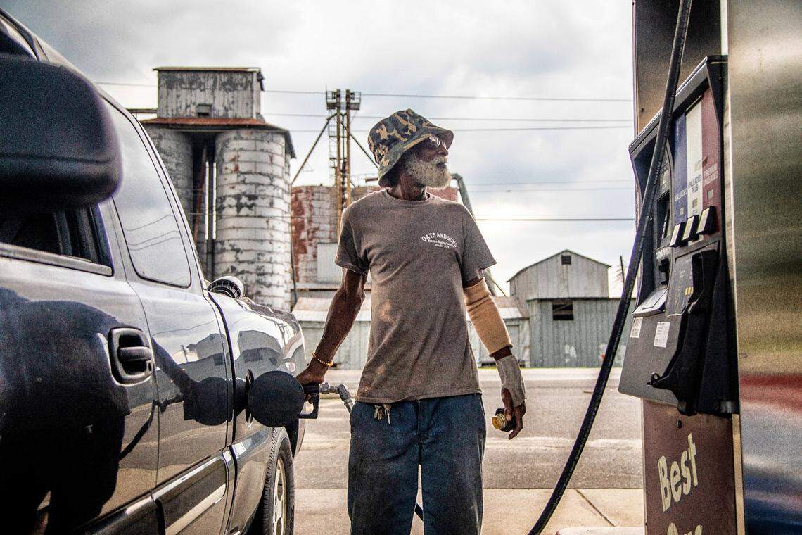 Eddie Jones of Mount Olive fuels his truck n the unincorporated community of Dudley, NC on Monday August 10, 2020. The majority minority 28333 zip code, which includes Dudley, has a coronavirus infection rate higher than the Wayne county average and has one of the largest changes in infection rates during the period from May 22 to July 13.