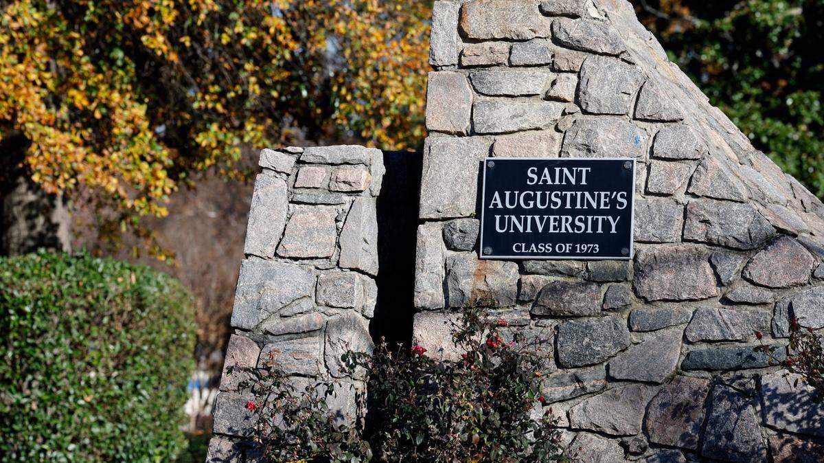 An entrance to St. Augustine’s University on Oakwood Ave. in Raleigh, N.C., photographed Tuesday, Dec. 5, 2023.