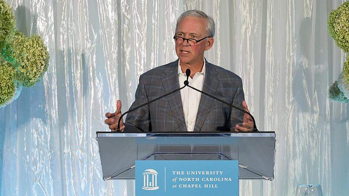 UNC Vice Chancellor for Development, David Routh, addresses the audience during a ceremony celebrating UNC’s record year for fundraising Wednesday, August 12, 2015 at the Rizzo Conference Center in Chapel Hill, N.C.