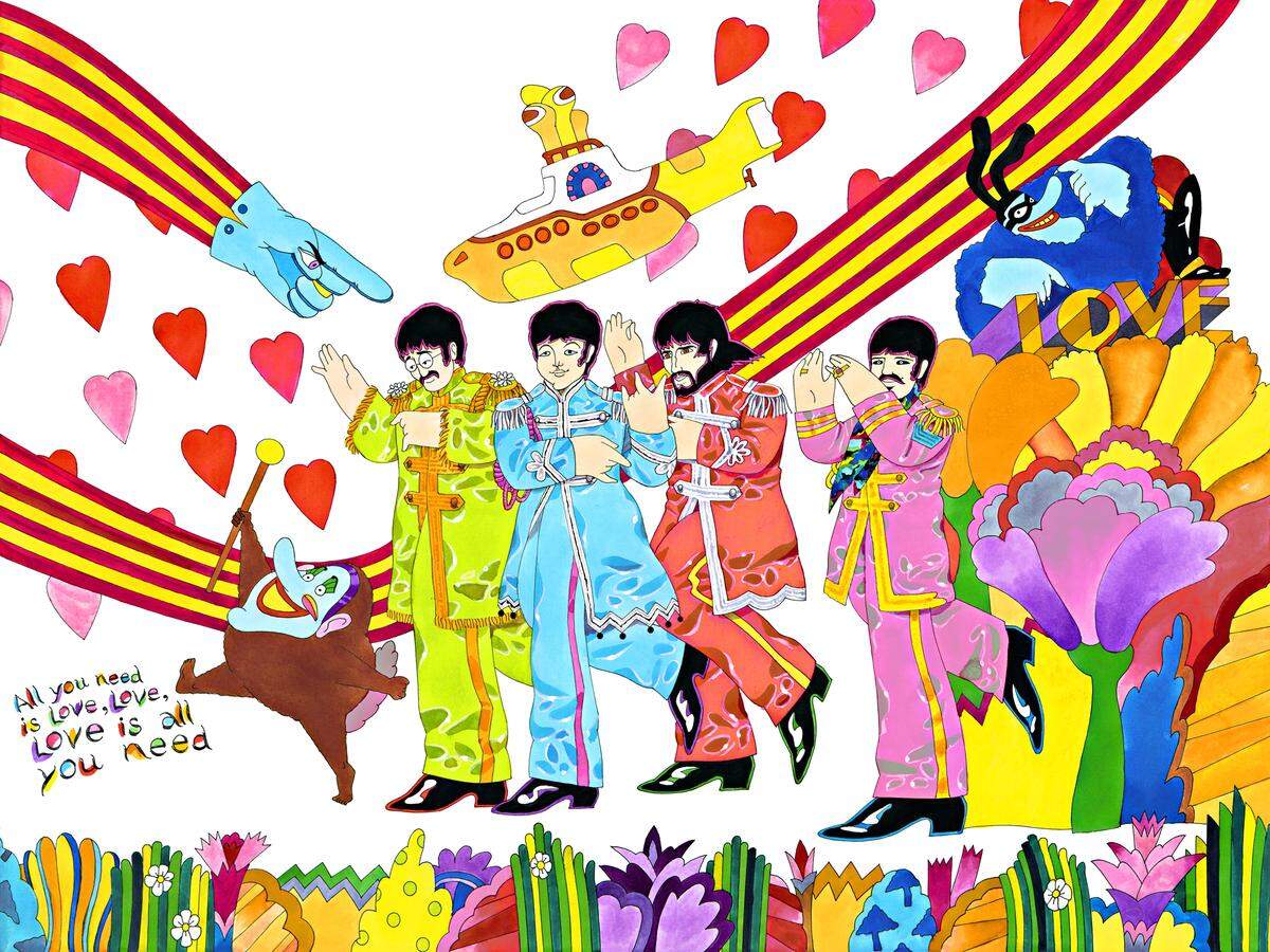“All You Need is Love,” by artist Ron Campbell, who animated many scenes in The Beatles’ ”Yellow Submarine” film and other Beatles cartoons. He will be in Hillsborough to sell his works and draw.