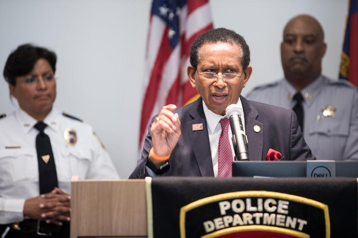 State Senator Floyd McKissick Jr. speaks to attendees of a press conference about state wide action to end gun violence on National Gun Violence Awareness Day, Friday, June 7, 2019.