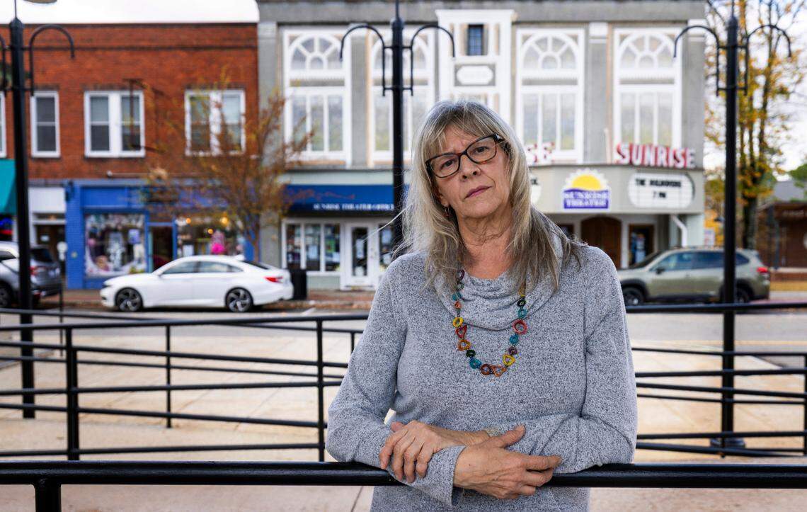 Lauren B. Mathers, executive director of Sandhills PRIDE, photographed on Wednesday, November 22, 2023 in Southern Pines, N.C. Mathers was in the Sunrise Theater on December 3, 2022 when the lights went out, after two Duke Energy substations in Moore County were damaged by gun fire.