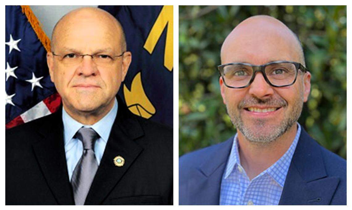 Orange County Sheriff Charles Blackwood (left) faces a challenge from David LaBarre, the Durham County Sheriff’s Office director of Planning and Development, in the 2026 primary.