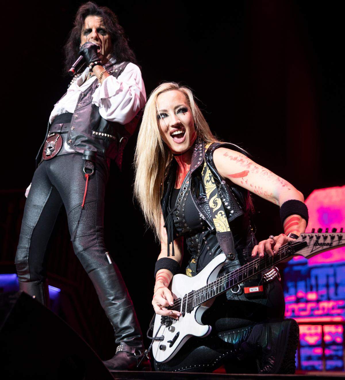 Alice Cooper and Nita Strauss team up on the “Freaks On Parade 2023 Tour” to Raleigh, N.C.’s Coastal Credit Union Music Park at Walnut Creek, Tuesday night, Aug. 29, 2023.