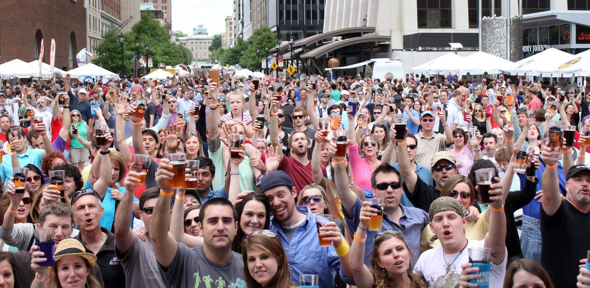 Downtown Raleigh hosts Brewgaloo, one of the state’s largest beer festivals, pouring brews from more than 100 North Carolina breweries and drawing more than 50 food trucks.