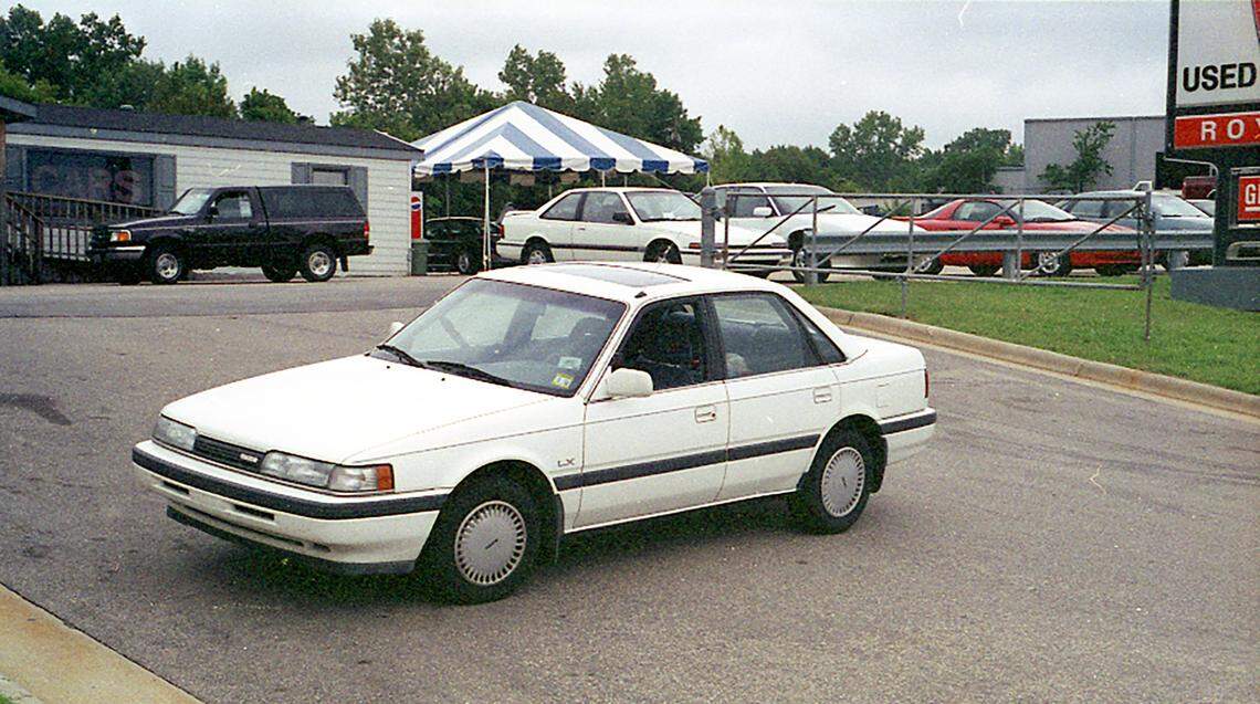 A police evidence photo of Beth Ellen Vinson’s car as it was found abandoned alongside Capital Boulevard, just south of the Beltline. One of her shoes was still in the vehicle.