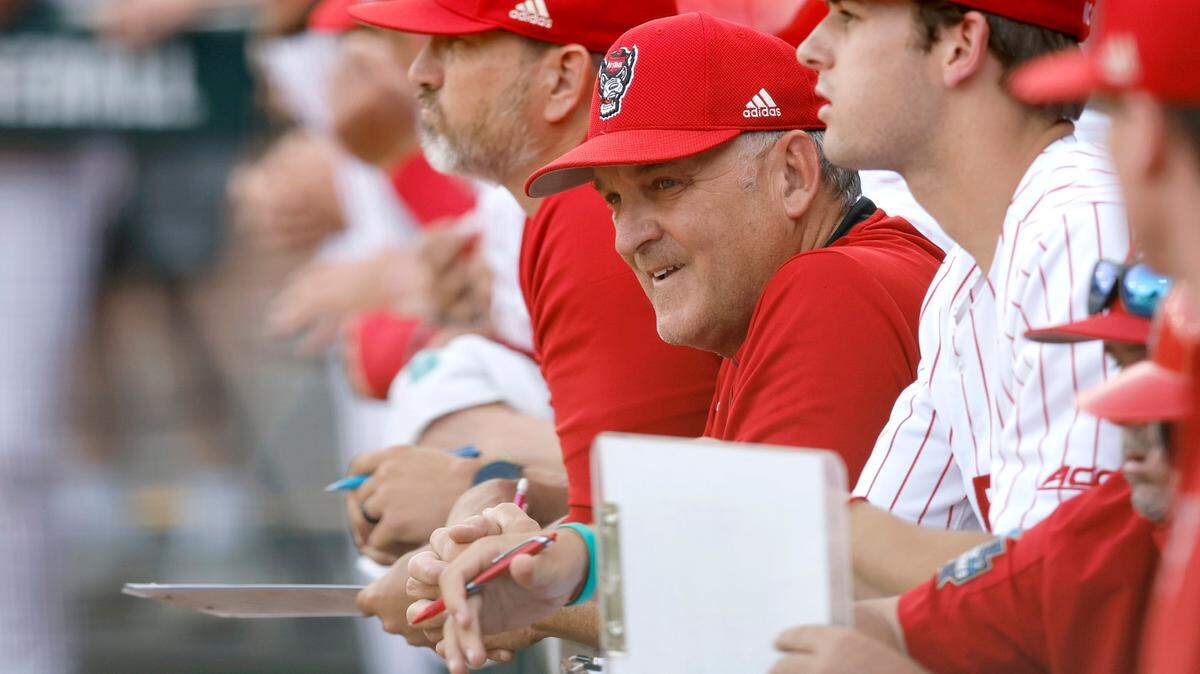 N.C. State head coach Elliott Avent watches during N.C. State’s game against UNC at Doak Field in Raleigh, N.C., Friday, May 6, 2022.