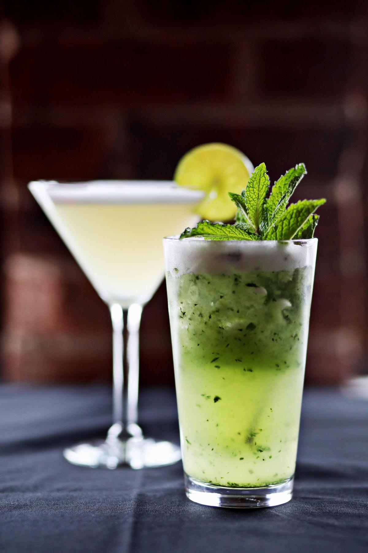 Pisco Mar owner Betty Ortiz named her latest venture for that country’s famous liquor, which gets star billing in a limited bar offering that includes a first-rate Pisco sour, left, and Piscojito.