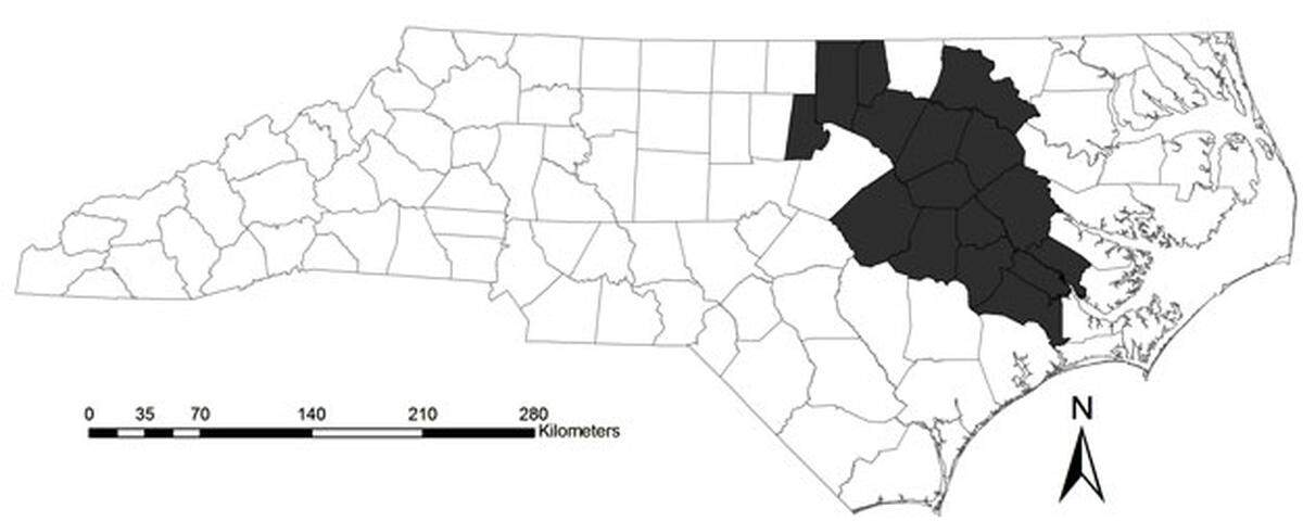 The Carolina madtom lives in the Neuse and Tar river basins.