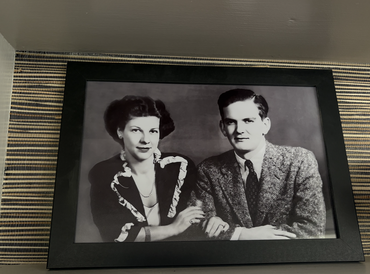 A portrait of the home’s original owners, Billy and Betty Weber.