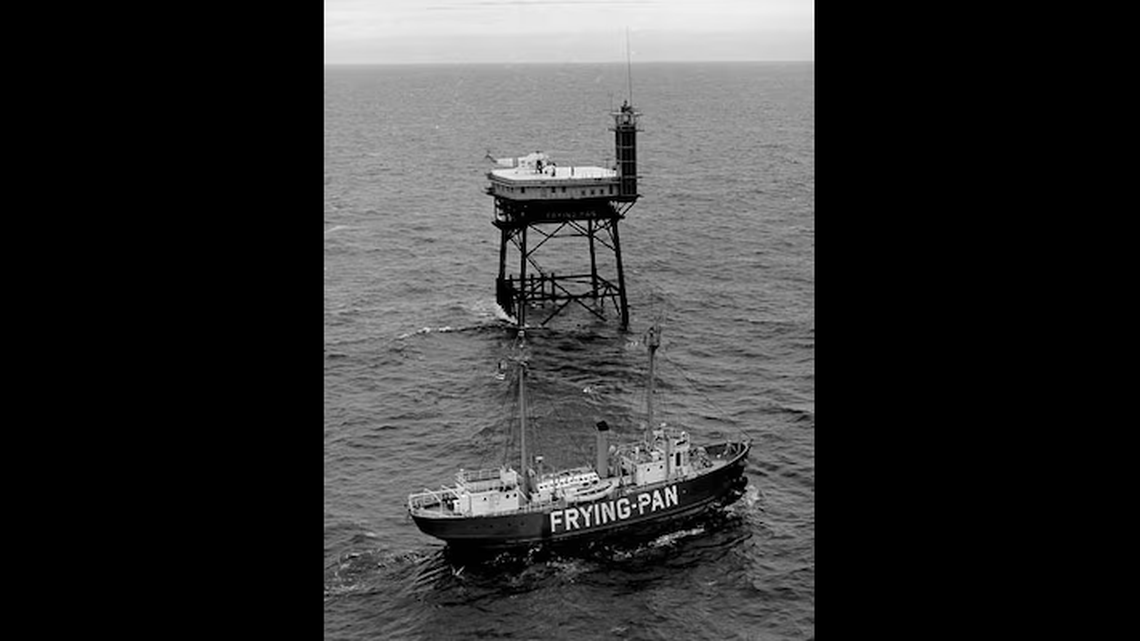 Frying Pan Tower was built in 1964 to help ships avoid the dangerous Frying Pan Shoals. It was decommissioned in 2004 when GPS on ships made it obsolete, but volunteers and tourists can pay to work or relax on the tower now.