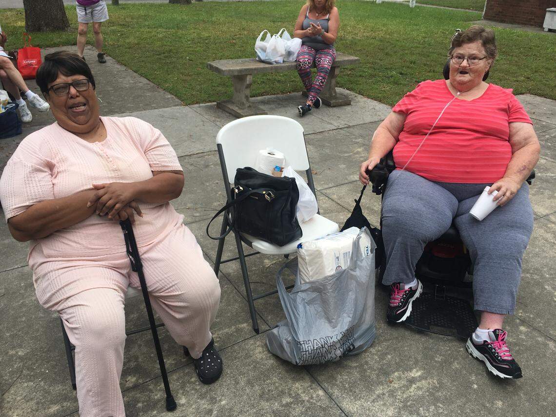 Clara Keenan, left, and Geraldine Grant were forced to leave their senior citizen apartments in Morehead City after mold formed in the wake of Hurricane Florence. They have been staying at a Red Cross shelter.