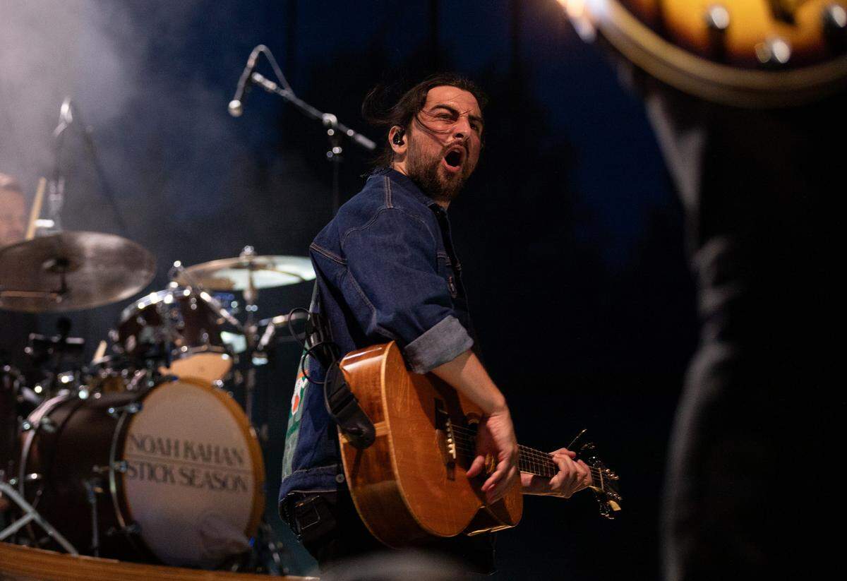 Noah Kahan performs his “Stick Season Tour” in front of a sellout crowd at Red Hat Amphitheater in Raleigh, N.C. on Wednesday, June 14, 2023.