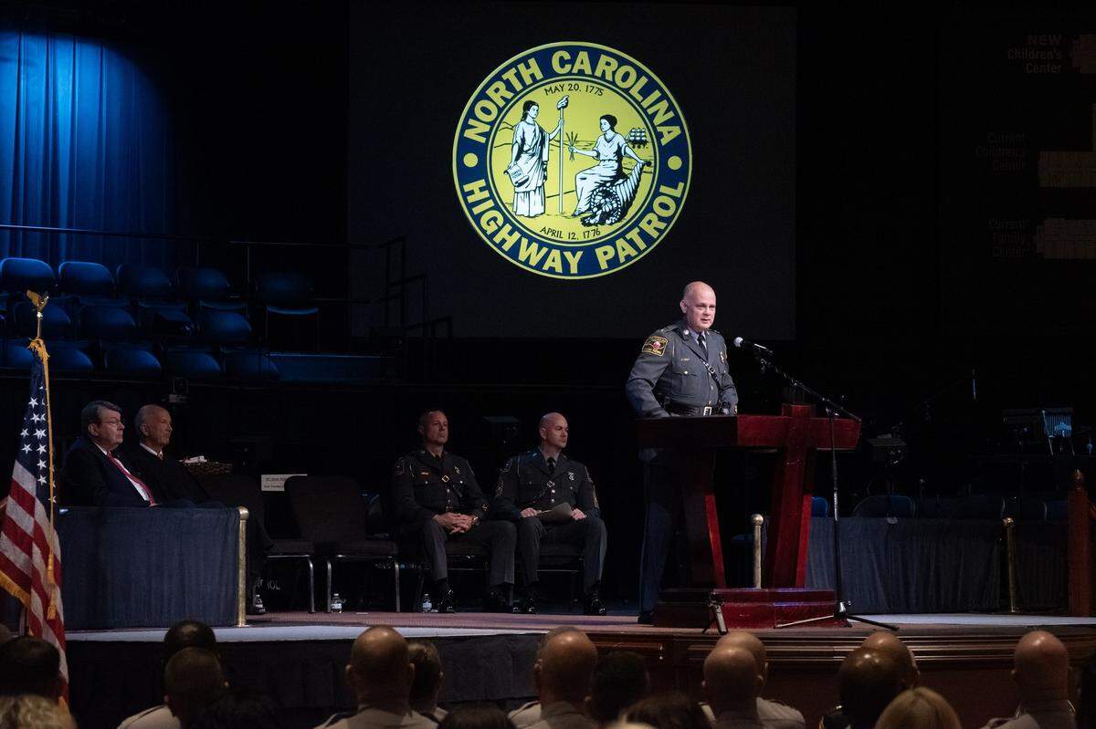Col. Freddy Johnson, commander of the Highway Patrol, at a Nov. 21 trooper graduation ceremony.