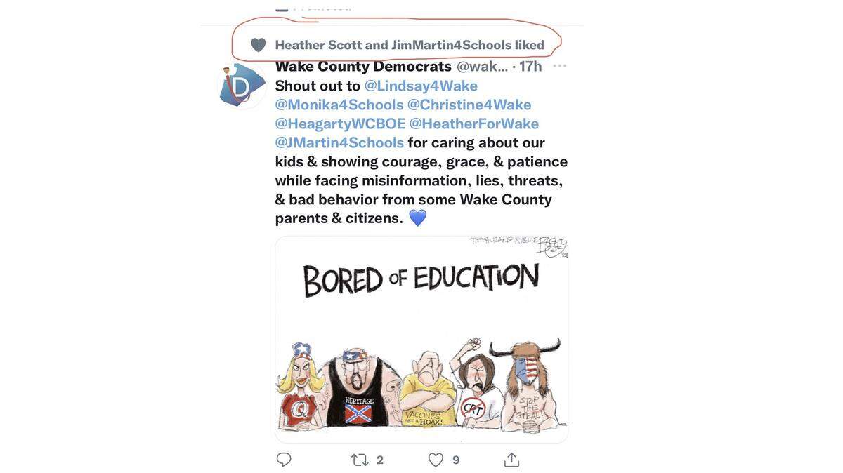 The Wake County Democratic Party deleted a tweet that accused critics of the school board of spreading lies and being conspiracy theorists.