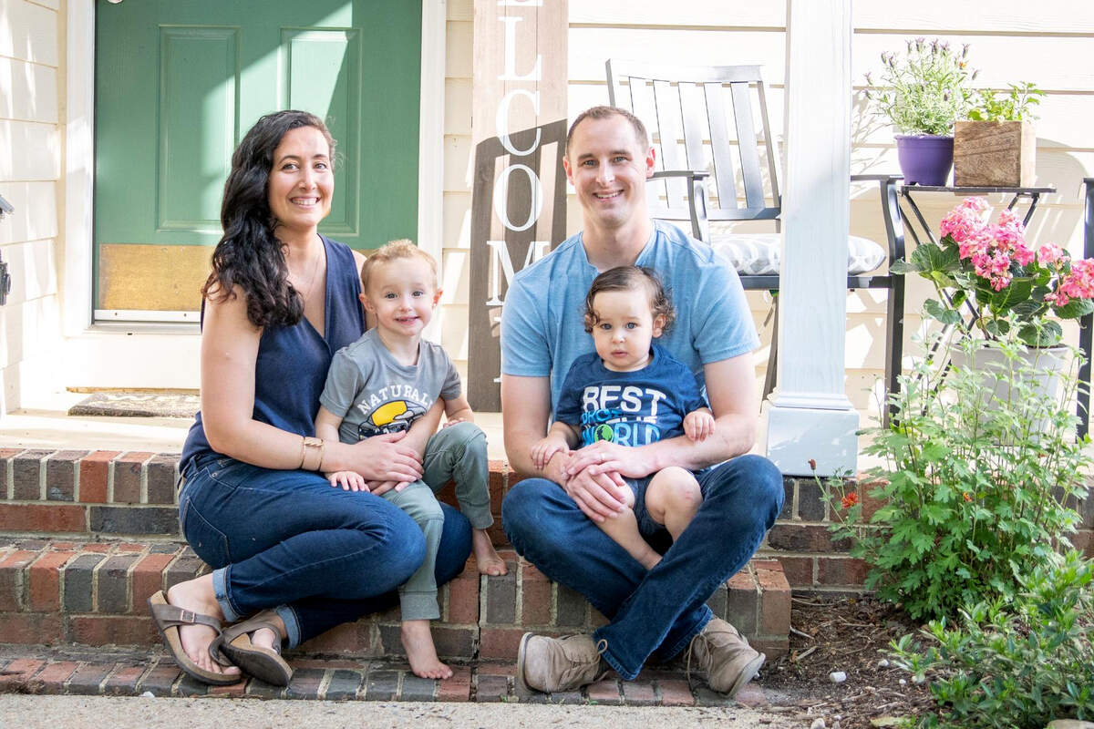 Governor Morehead School principal Matt Mescall, right, with his family. Mescall became a principal at the school just last fall and has been helping navigate the school through the pandemic.