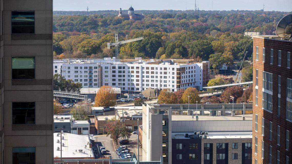 The Platform, a 7-story multi-use building under construction at 600 W. Cabarrus Street in Raleigh on Tuesday, November 1, 2022 in Raleigh, N.C. The project will have 430 apartments and 26,000 square feet of office and retail space when completed.