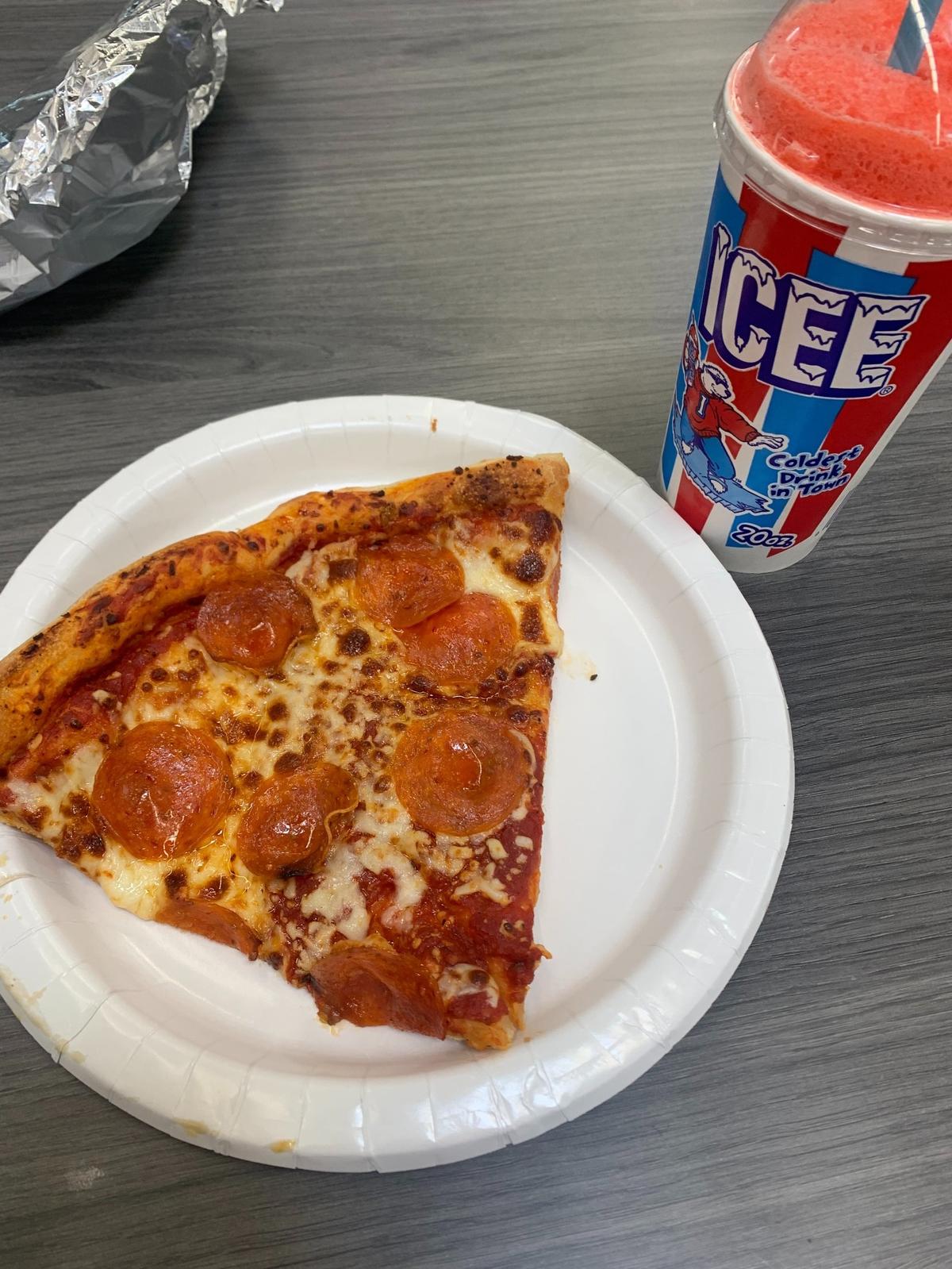 Sam’s Club’s cafe offers similar menu items to Costco at similar price points, like a $2 slice of pepperoni pizza.