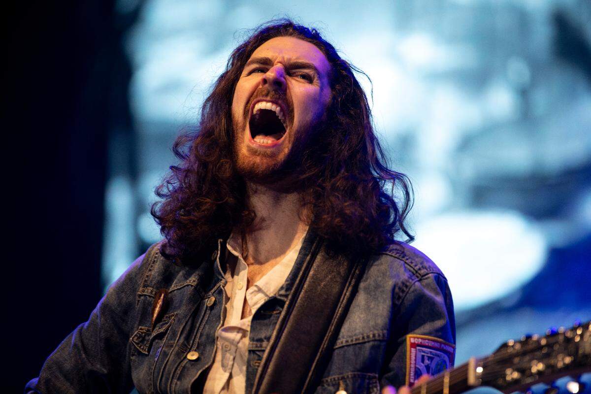 Hozier in concert at Raleigh, N.C.’s Red Hat Amphitheater, Tuesday night, Oct. 3, 2023.