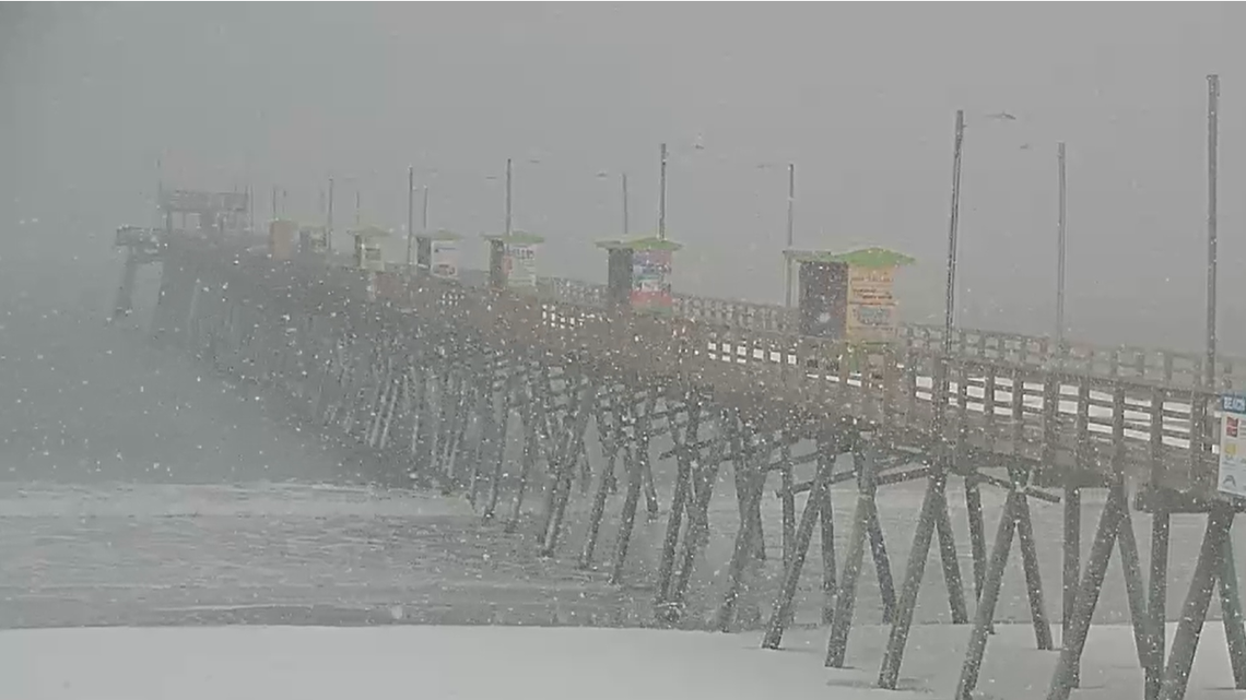 Winter storm drapes Eastern NC in snow; another OBX house collapsed in high surf
