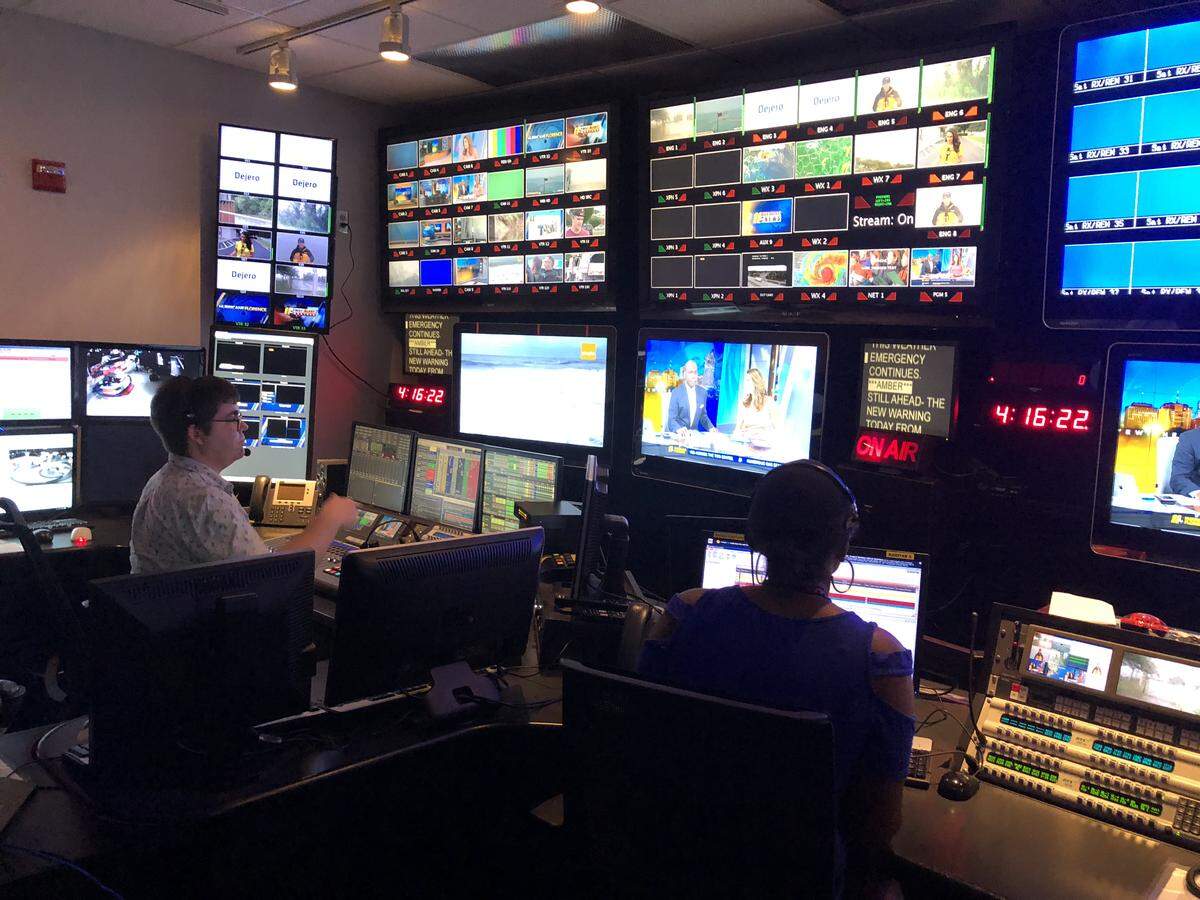 The control room at the WTVD ABC11 newsroom in downtown Durham on Sept. 13, 2018.
