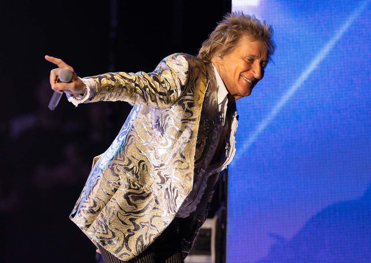 Rod Stewart brings his “One Last Time” tour to Raleigh, N.C.’s Coastal Credit Union Music Park at Walnut Creek, Tuesday night, July 8, 2025.