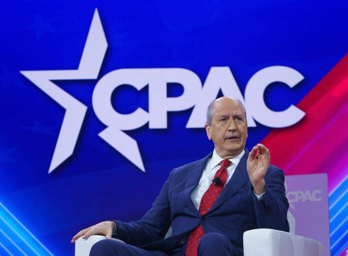 Republican North Carolina Congressman Dan Bishop speaks at the Conservative Political Action Conference (CPAC) on Feb 23, 2024 in National Harbor, MD.