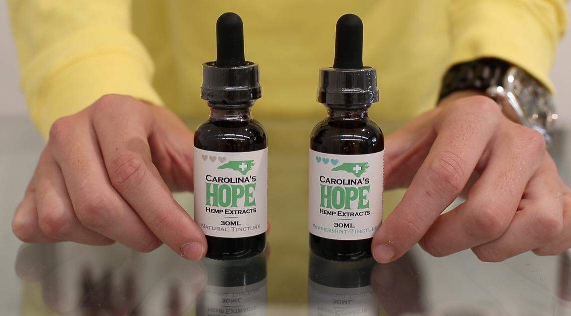 The Hemp Farmacy in Raleigh, N.C. offers products containing CBD, one of the molecules that make up cannabis. The CBD is sold in many forms including this tincture made from hemp grown in North Carolina.