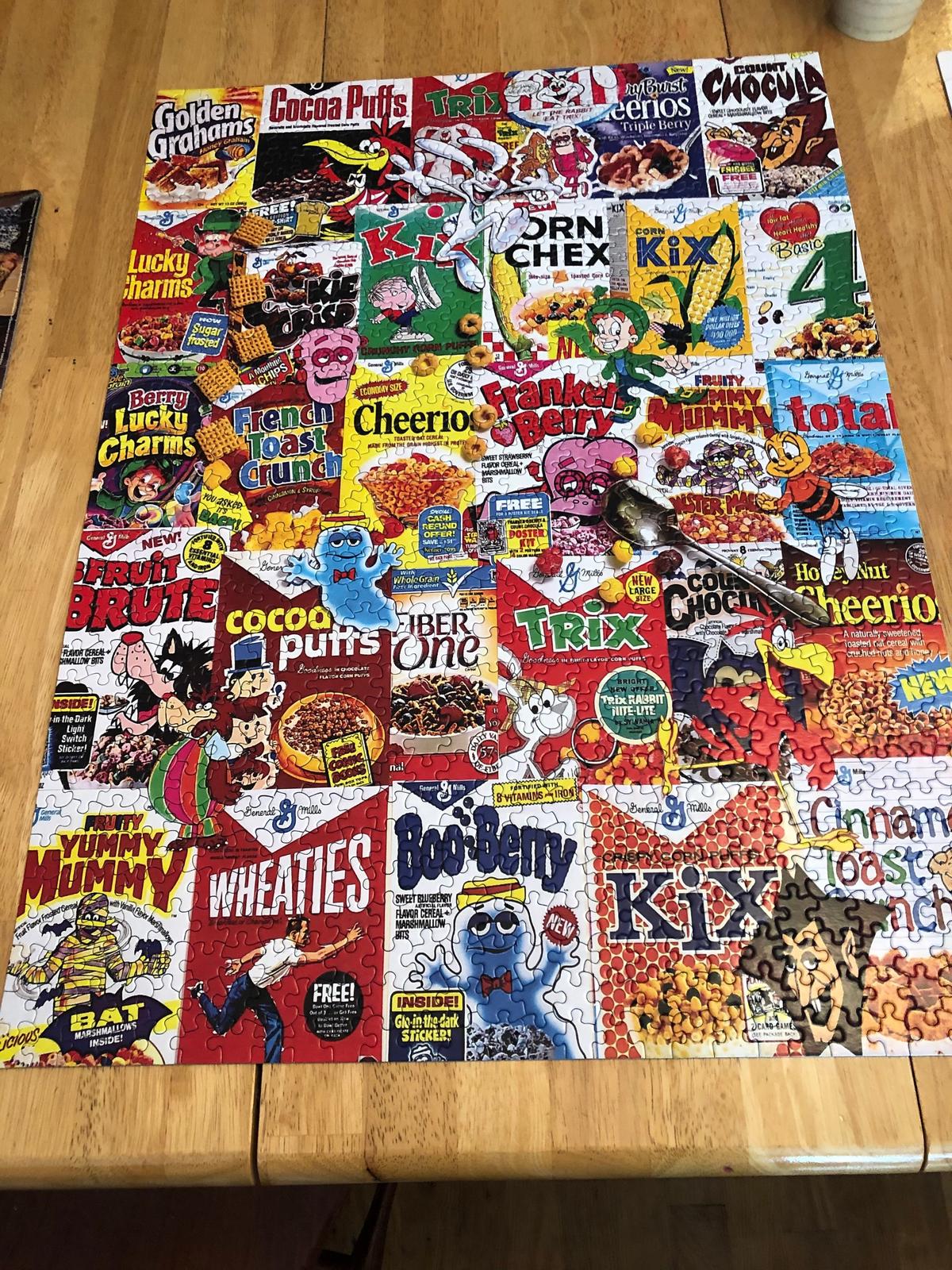 A 1,000 piece cereal-themed puzzle.