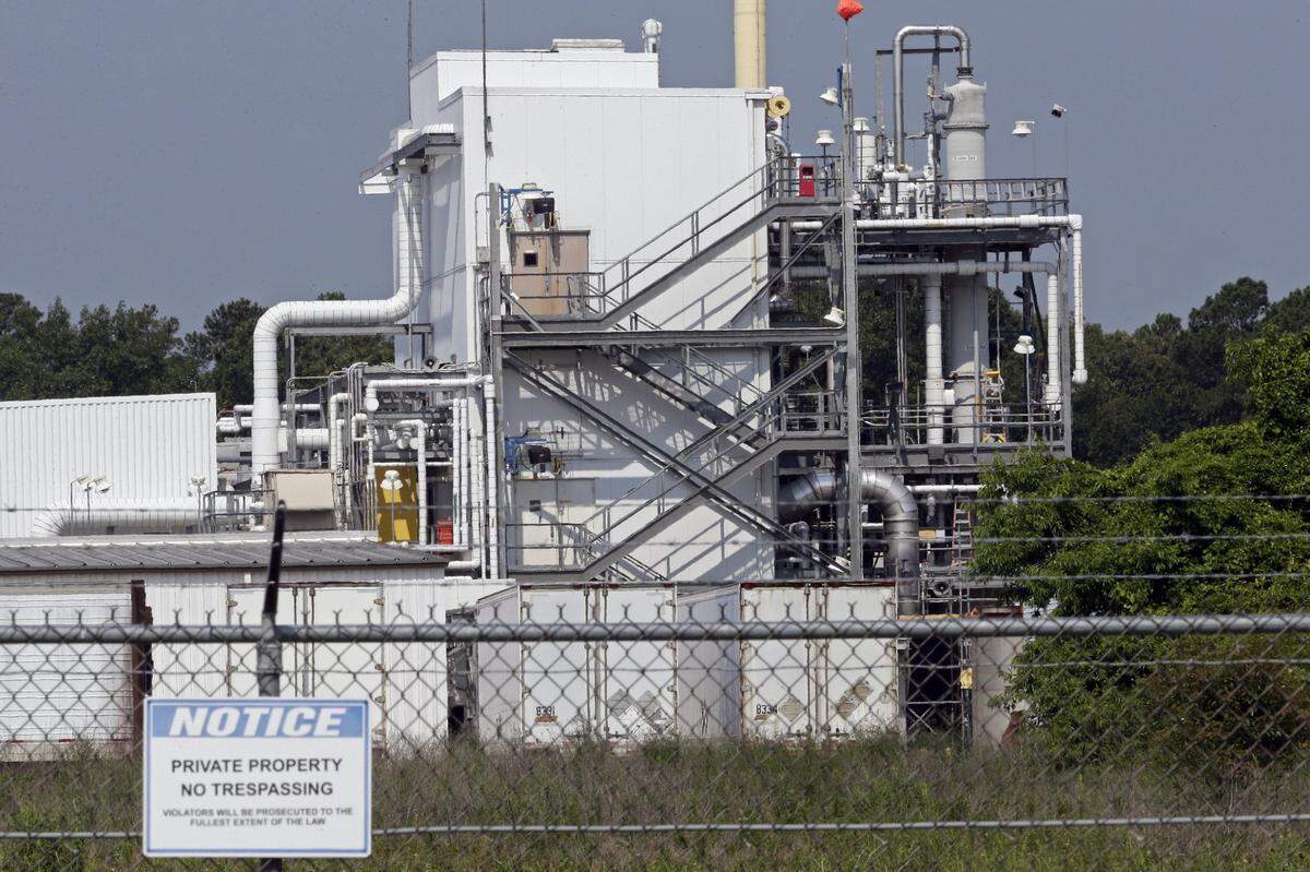 This June 15, 2018, file photo shows the Chemours Company’s PPA facility at the Fayetteville Works plant near Fayetteville, N.C. where the chemical known as GenX is produced.