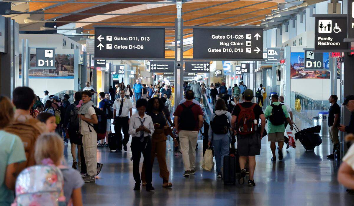 Terminal 2 is busy at Raleigh-Durham International Airport in Morrisville, N.C., Wednesday, August 16, 2023.