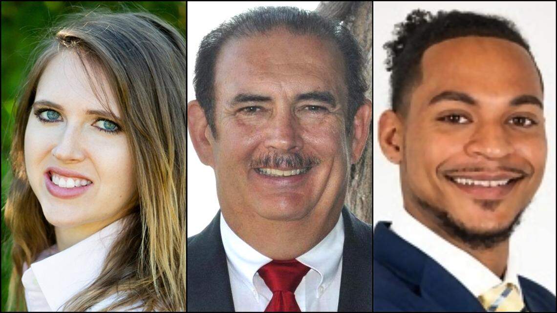 Jenna Wadsworth, Donovan Watson and Walter Smith are all candidates in the Democratic primary for North Carolina commissioner of agriculture.