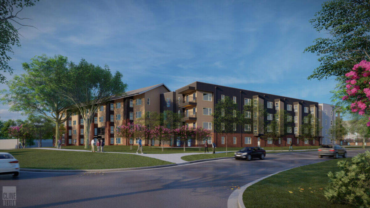 A rendering of Milner Commons, a newly built 55-plus community with 156 units in Raleigh.