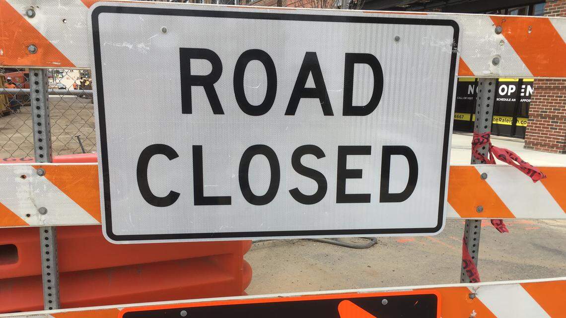 Rain halts paving work, and traffic, on Raleigh’s Falls of Neuse Road at I-540