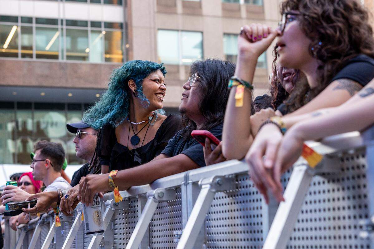 Fans watch as TiaCorine performs Day 2 of the Hopscotch Music Festival Friday, Sept. 8 2023 at City Plaza in Raleigh.