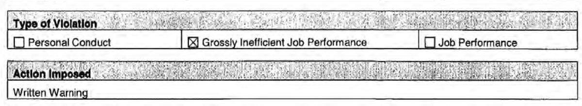 The Highway Patrol investigation of the crash by Trooper Omar Romero Mendoza in August 2020 imposed a written warning