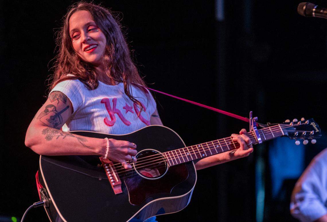 Waxahatchee performs at City Plaza during the Hopscotch Music Festival in Raleigh on Thursday, Sept 6, 2024.