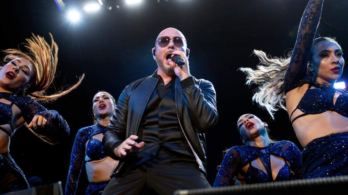 Pitbull opens his North American tour at Coastal Credit Union Music Pavilion at Walnut Creek in Raleigh, N.C., Thursday night, July 28, 2022.