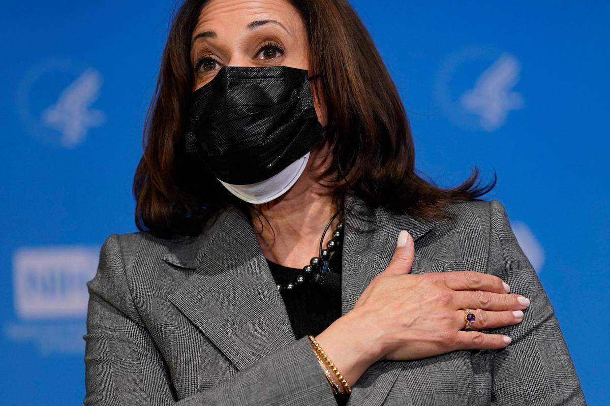 Vice President Kamala Harris speaks after receiving her second dose of the COVID-19 vaccine at the National Institutes of Health, Tuesday, Jan. 26, 2021, in Bethesda, Md.