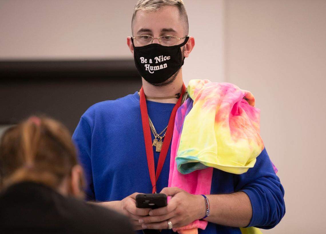 Donovan Flack registers to receive the Johnson & Johnson COVID-19 vaccine during a clinic at Oak City Cares on Thursday, March 25, 2021 in Raleigh, NC. Wake County Public Health partnered with Oak City Cares to vaccinate people that use congregate housing like the South Wilmington Street Center next door.
