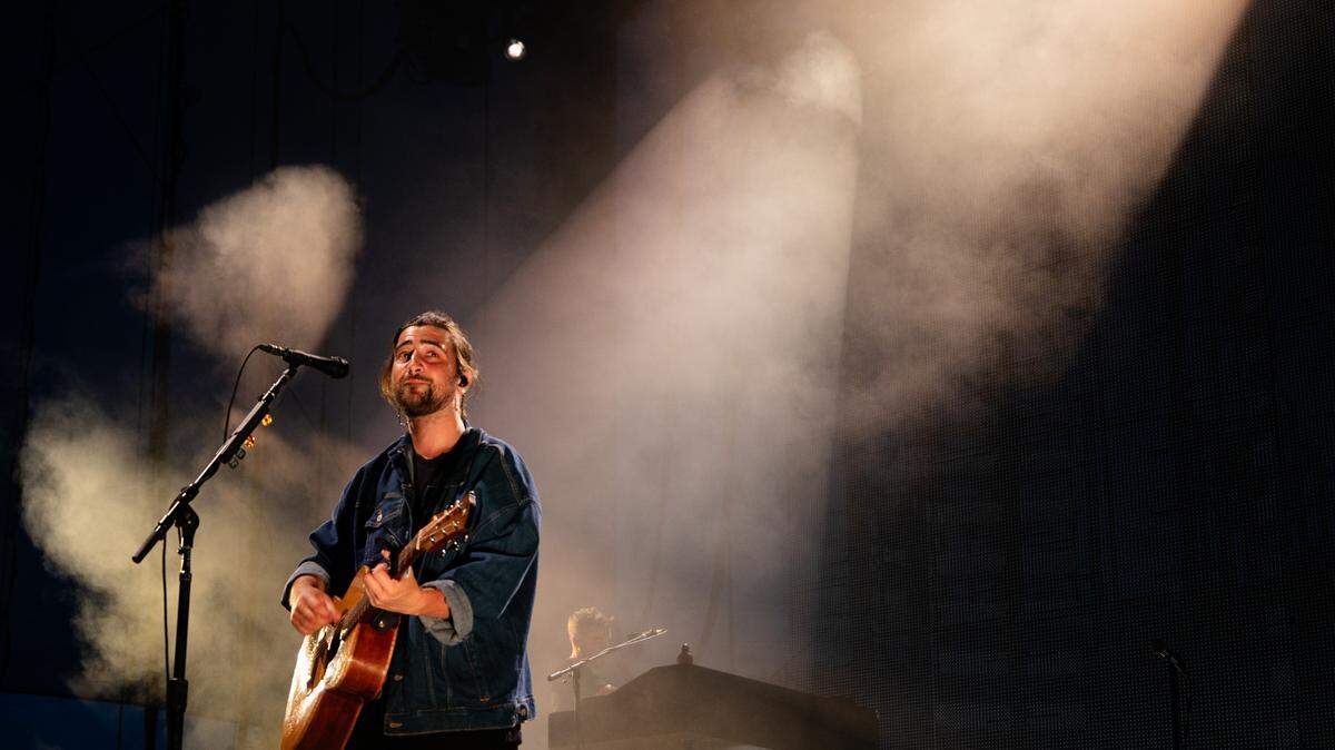 Noah Kahan performs his “Stick Season Tour” in front of a sellout crowd at Red Hat Amphitheater in Raleigh, N.C. on Wednesday, June 14, 2023.