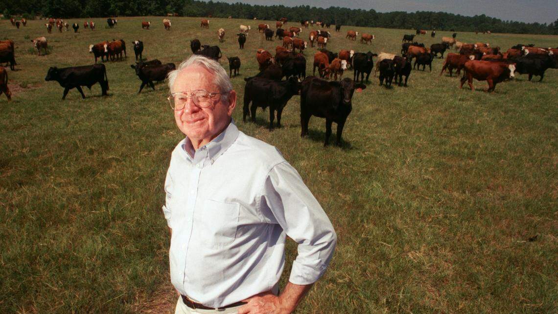 Former U.S. Sen. Lauch Faircloth is photographed on his farm in Clinton, North Carolina, on June 30, 1998. He served as senator from 1993 to 1999. The senator died in 2023 at the age of 95.