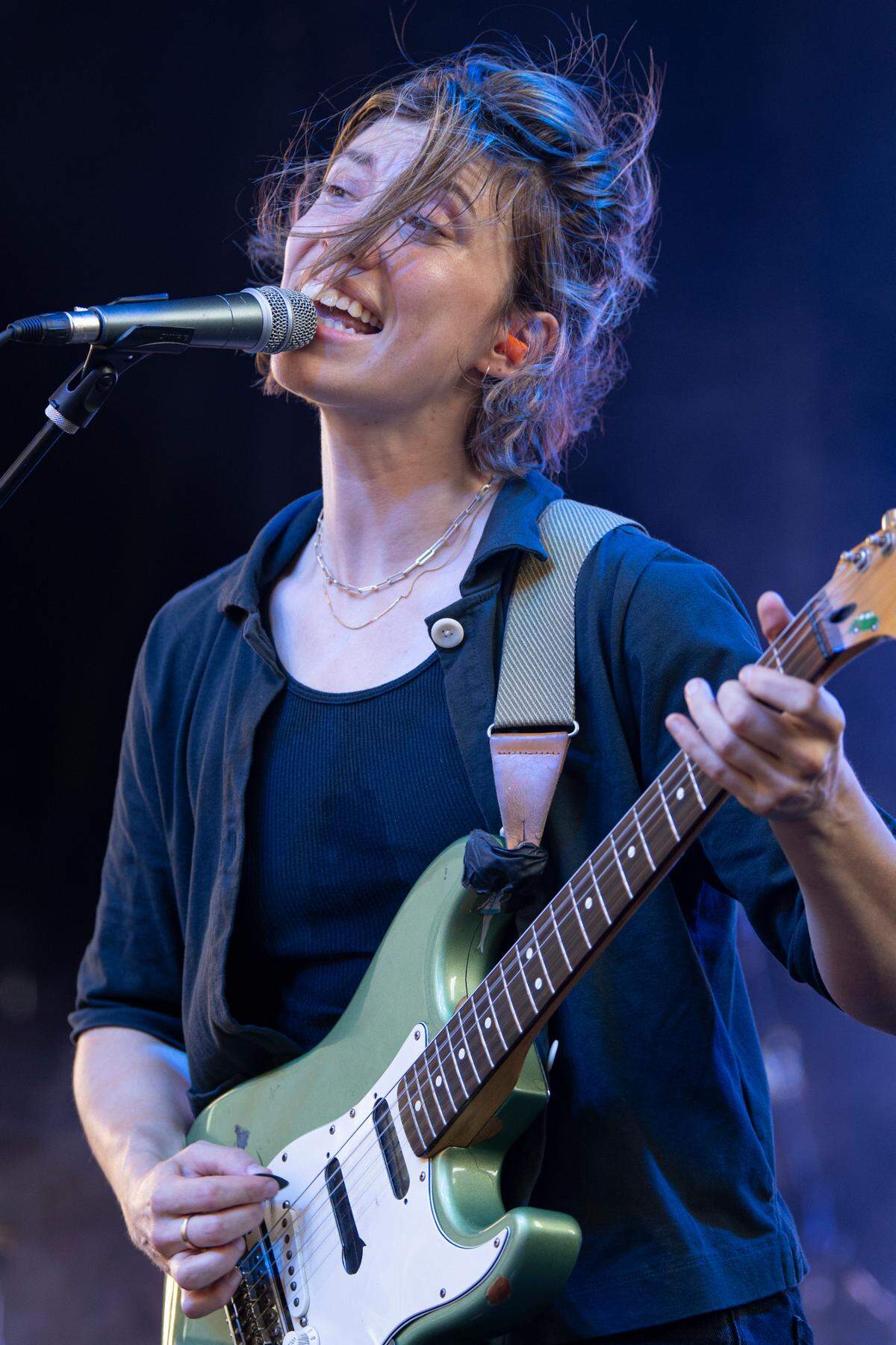 Eve Alpert of Palm on stage at the Hopscotch Music Festival, Thursday night, Sept. 7, 2023 in downtown Raleigh, N.C..